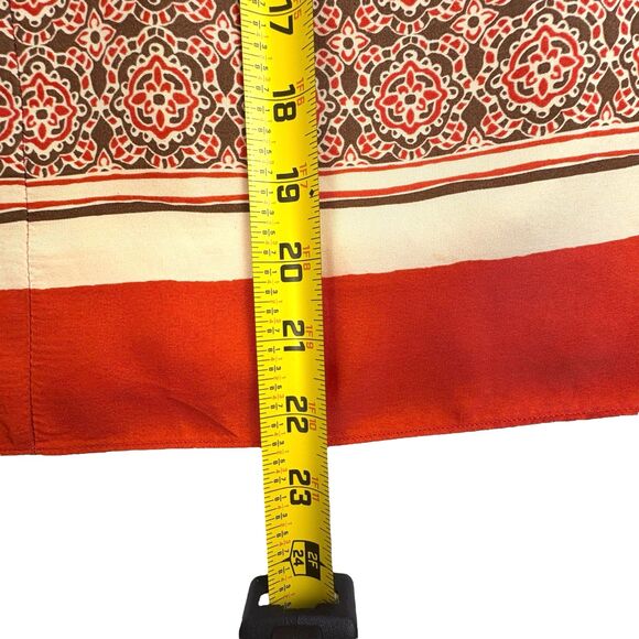 Banana Republic Silk Blend Skirt Geometric Medallian Posh Career Fall Spice 4 - Picture 13 of 14